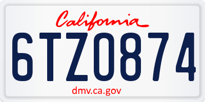 CA license plate 6TZO874