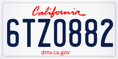 CA license plate 6TZO882