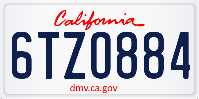 CA license plate 6TZO884