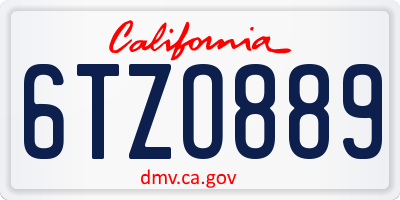 CA license plate 6TZO889
