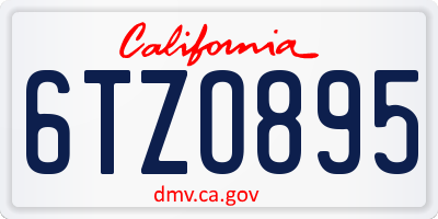 CA license plate 6TZO895