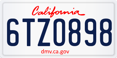 CA license plate 6TZO898