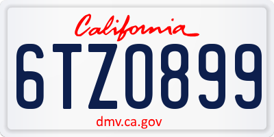 CA license plate 6TZO899
