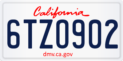 CA license plate 6TZO902