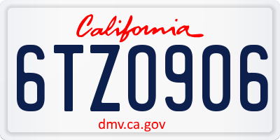 CA license plate 6TZO906
