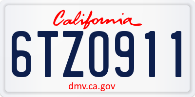 CA license plate 6TZO911