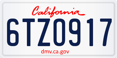 CA license plate 6TZO917