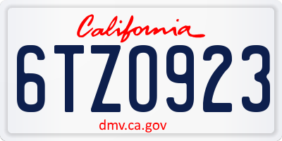 CA license plate 6TZO923