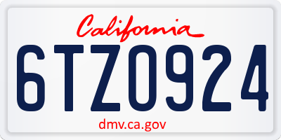CA license plate 6TZO924