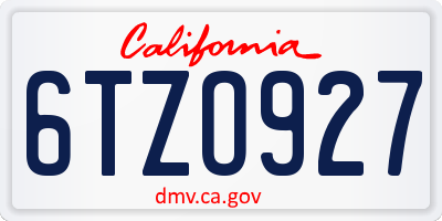 CA license plate 6TZO927