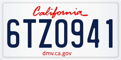 CA license plate 6TZO941