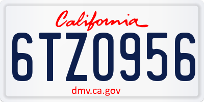 CA license plate 6TZO956