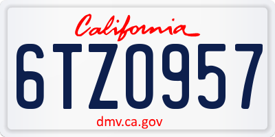CA license plate 6TZO957