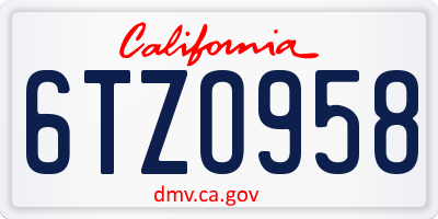 CA license plate 6TZO958