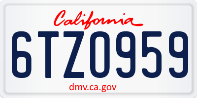 CA license plate 6TZO959