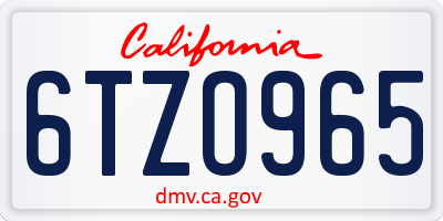 CA license plate 6TZO965
