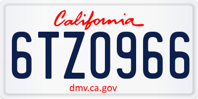 CA license plate 6TZO966