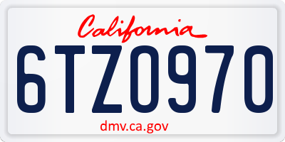 CA license plate 6TZO970
