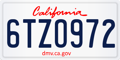 CA license plate 6TZO972