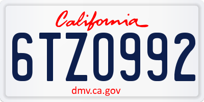 CA license plate 6TZO992