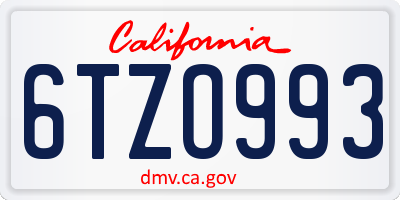 CA license plate 6TZO993