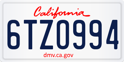 CA license plate 6TZO994