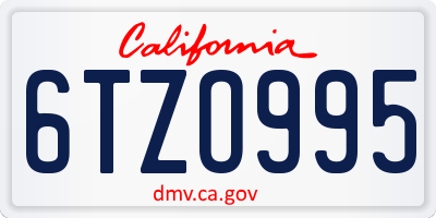 CA license plate 6TZO995
