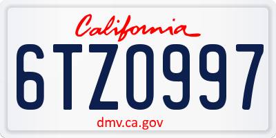 CA license plate 6TZO997