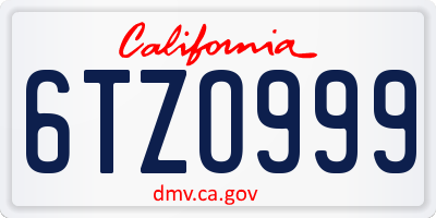 CA license plate 6TZO999