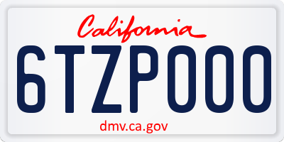 CA license plate 6TZP000