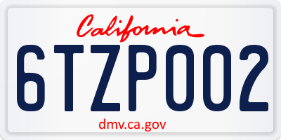 CA license plate 6TZP002