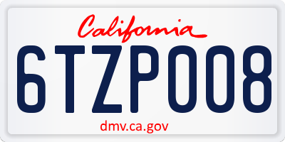 CA license plate 6TZP008