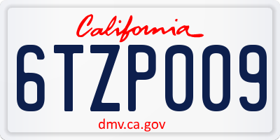 CA license plate 6TZP009