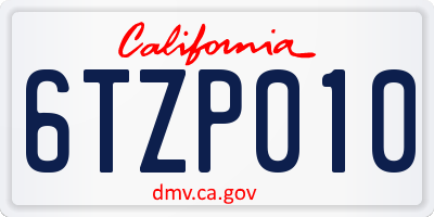 CA license plate 6TZP010