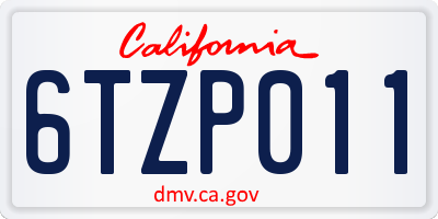 CA license plate 6TZP011