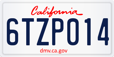 CA license plate 6TZP014