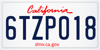 CA license plate 6TZP018