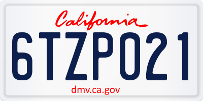 CA license plate 6TZP021