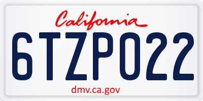 CA license plate 6TZP022