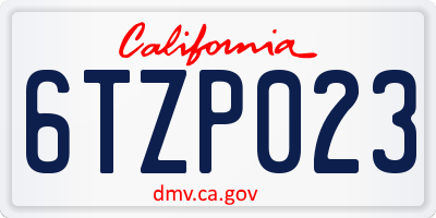 CA license plate 6TZP023