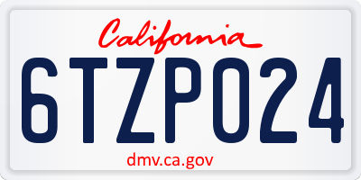 CA license plate 6TZP024