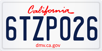 CA license plate 6TZP026
