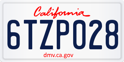 CA license plate 6TZP028