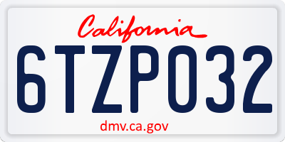 CA license plate 6TZP032