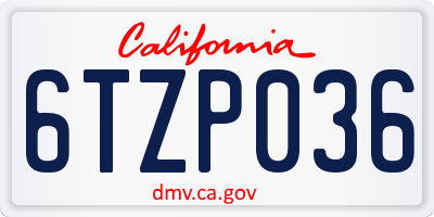 CA license plate 6TZP036
