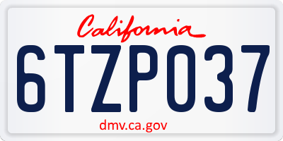 CA license plate 6TZP037