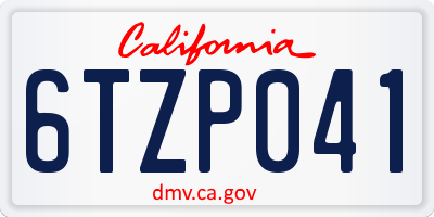 CA license plate 6TZP041