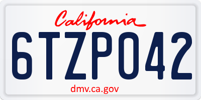 CA license plate 6TZP042