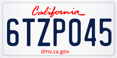 CA license plate 6TZP045