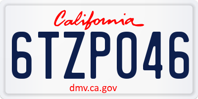 CA license plate 6TZP046
